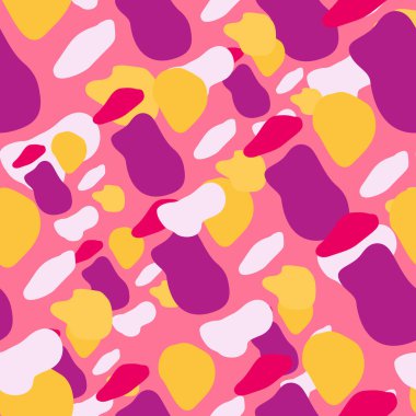 Çemberin şekli kusursuz. Soyut kamuflaj arka planı. Kumaş, tekstil baskısı, yüzey, ambalaj, kapak, tebrik kartı, duvar kağıdı için tasarım. Vektör illüstrasyonu