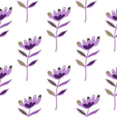 Doodle art floral seamless pattern. Folk flower wallpaper. Cute ditsy print. Creative plants endless wallpaper. Design for fabric, textile print, wrapping, cover. Vector illustration