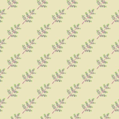 Hand drawn a sprig with berries seamless pattern. Branch with leaves and berry wallpaper. Texture with doodle berries. Floral simple design for fabric, textile print, wrapping, cover, card