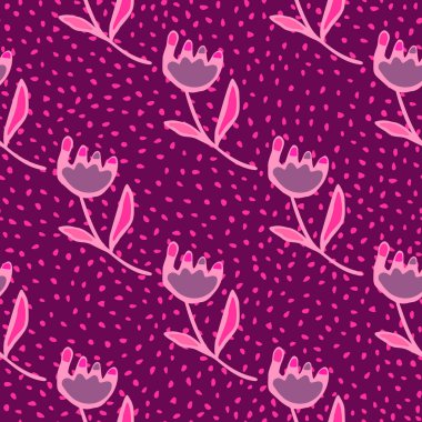 Hand drawn flower seamless pattern. Unusual floral wallpaper. Ditsy print. Botanical sketch of field plants. Blooming texture. Design for fabric, textile print, wrapping, cover. Vector illustration