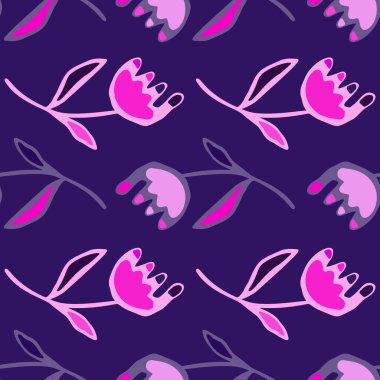 Hand drawn flower seamless pattern. Unusual floral wallpaper. Ditsy print. Botanical sketch of field plants. Blooming texture. Design for fabric, textile print, wrapping, cover. Vector illustration