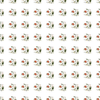 Creative flower seamless pattern. Folk floral wallpaper. Creative plants endless wallpaper. Abstract ditsy print. Design for fabric, textile print, wrapping, cover, card. Vector illustration