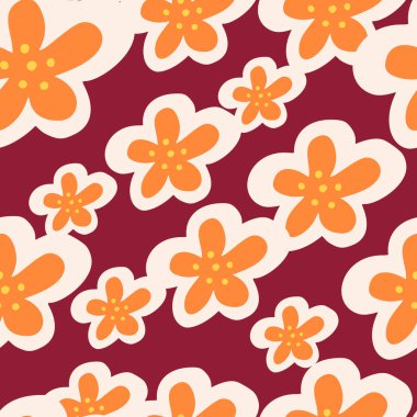 Creative decorative flowers seamless pattern. Simple stylized flower buds wallpaper. Design for fabric, textile, surface, wrapping paper, cover. Vector illustration