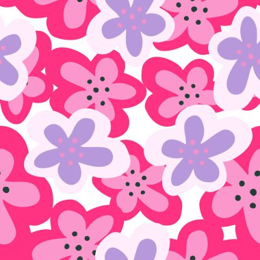 Creative decorative flowers seamless pattern. Simple stylized flower buds wallpaper. Design for fabric, textile, surface, wrapping paper, cover. Vector illustration