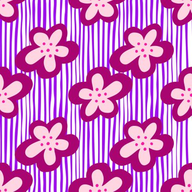 Creative decorative flowers seamless pattern. Simple stylized flower buds wallpaper. Design for fabric, textile, surface, wrapping paper, cover. Vector illustration