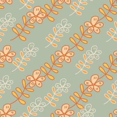 Simple outline flower seamless pattern. Floral wallpaper. Cute ditsy print. Creative plants endless wallpaper. Design for fabric, textile print, wrapping, cover. Vector illustration