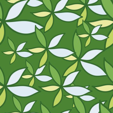 Simple foliage seamless pattern. Doodle leaves wallpaper. Botanical elements background. Leaf ornament. Design for fabric, textile print, surface, wrapping, card. Vector illustration