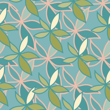 Simple foliage seamless pattern. Doodle leaves wallpaper. Botanical elements background. Leaf ornament. Design for fabric, textile print, surface, wrapping, card. Vector illustration