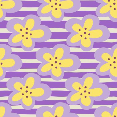 Creative decorative flowers seamless pattern. Simple stylized flower buds wallpaper. Design for fabric, textile, surface, wrapping paper, cover. Vector illustration