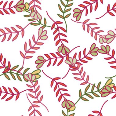 Abstract simple flower seamless pattern. Children's floral wallpaper. Cute plants endless backdrop. Design for fabric, textile print, wrapping paper, cover. Doodle vector illustration