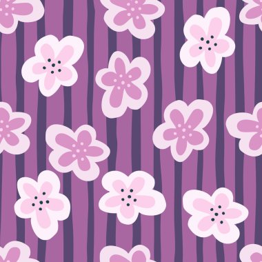 Creative decorative flowers seamless pattern. Simple stylized flower buds wallpaper. Design for fabric, textile, surface, wrapping paper, cover. Vector illustration
