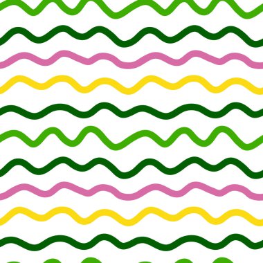Hand drawn abstract wavy line endless wallpaper. Funny waves seamless pattern. Creative stripes background. Simple design for fabric, textile print, wrapping, cover. Vector illustration.