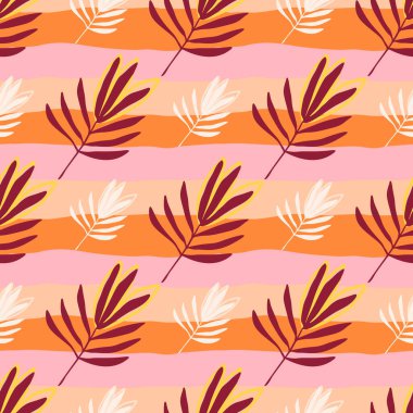 Tropical flowers seamless pattern. Tropical palm leaves wallpaper. Botanical floral background. Exotic plant backdrop. Design for fabric, textile, wrapping, cover. Jungle leaf vector illustration