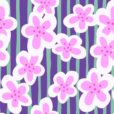 Creative decorative flowers seamless pattern. Simple stylized flower buds wallpaper. Design for fabric, textile, surface, wrapping paper, cover. Vector illustration