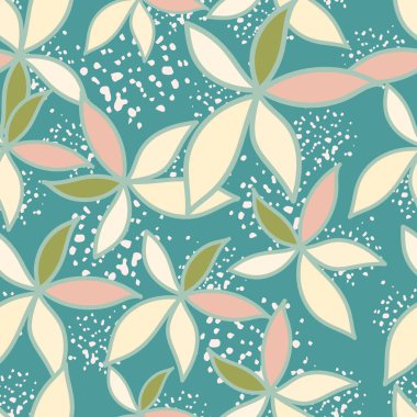 Simple foliage seamless pattern. Doodle leaves wallpaper. Botanical elements background. Leaf ornament. Design for fabric, textile print, surface, wrapping, card. Vector illustration
