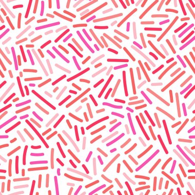 Pink lines seamless pattern in doodle style. Hand drawn confetti endless wallpaper. Design for fabric, textile print, wrapping, cover. Children vector illustration
