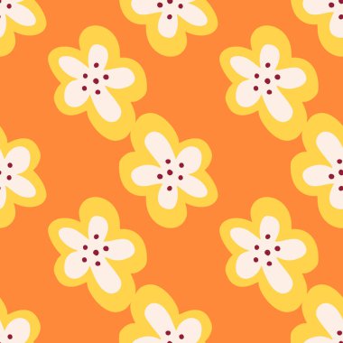 Creative decorative flowers seamless pattern. Simple stylized flower buds wallpaper. Design for fabric, textile, surface, wrapping paper, cover. Vector illustration