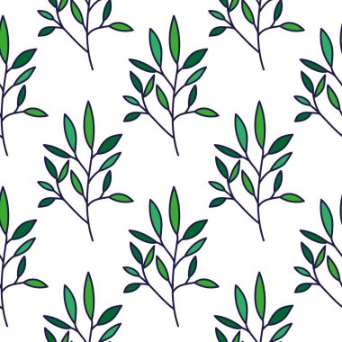 Simple outline leaves seamless pattern. Modern leaf wallpaper. Botanical floral background. Exotic plant backdrop. Design for fabric, textile, wrapping, cover. Vintage vector illustration