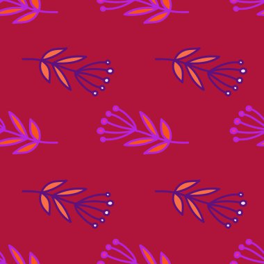 Simple forest berry seamless pattern. Hand drawn cute floral wallpaper. Doodle plants endless backdrop. Design for fabric, textile print, wrapping paper, cover. vector illustration