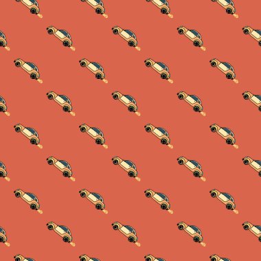 Cute sportcar seamless pattern. Transport wallpaper. Kids hand drawn automobile background. Doodle style. Design for fabric, textile print, wrapping, cover. Vector illustration