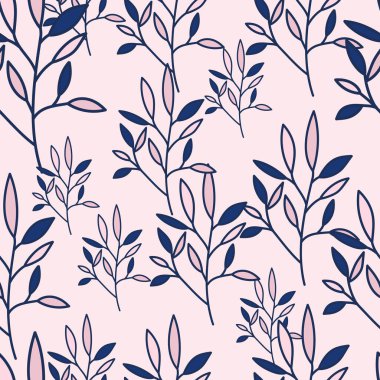 Simple outline leaves seamless pattern. Modern leaf wallpaper. Botanical floral background. Exotic plant backdrop. Design for fabric, textile, wrapping, cover. Vintage vector illustration