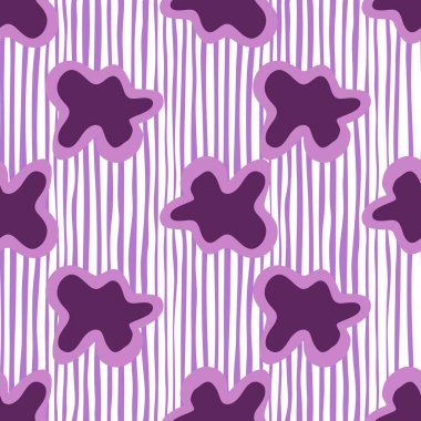 Abstract contemporary primitive figures seamless pattern. Fun doodle clouds background. Creative artistic shapes wallpaper. Primitive elements backdrop.