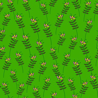 Simple small flower seamless pattern. Cute floral wallpaper. Doodle plants endless wallpaper. Design for fabric, textile print, wrapping, cover. Vector illustration