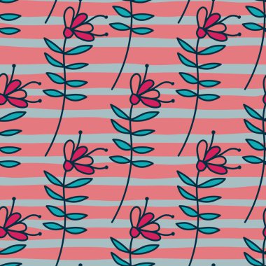 Simple small flower seamless pattern. Cute floral wallpaper. Doodle plants endless wallpaper. Design for fabric, textile print, wrapping, cover. Vector illustration