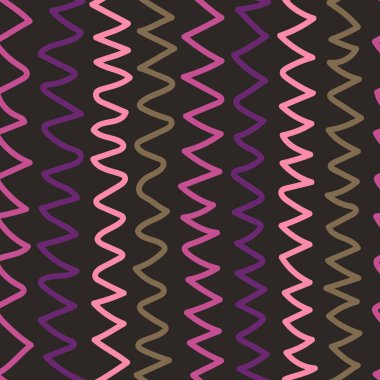 Vintage zig zag lines seamless pattern. Abstract wave background in doodle style. Retro stripes print wallpaper. Design for fabric, textile, wrapping paper, cover. Simple vector illustration