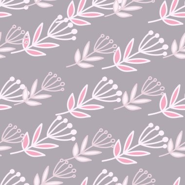 Simple forest berry seamless pattern. Hand drawn cute floral wallpaper. Doodle plants endless backdrop. Design for fabric, textile print, wrapping paper, cover. vector illustration