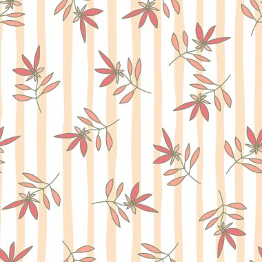 Simple outline flower seamless pattern. Cute floral backdrop. Beautiful plants endless wallpaper. Design for fabric, textile print, wrapping, cover. Vector illustration