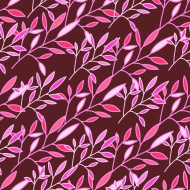 Simple outline leaves seamless pattern. Modern leaf wallpaper. Botanical floral background. Exotic plant backdrop. Design for fabric, textile, wrapping, cover. Vintage vector illustration