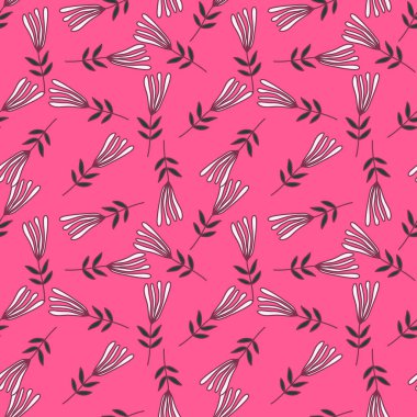Flower seamless pattern. Abstract floral wallpaper. Doodle art style. Cute plants endless backdrop. Simple design for fabric, textile print, wrapping paper, cover