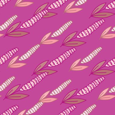 Lavender flower seamless pattern. Creative floral wallpaper. Simple cute plants endless backdrop. Design for fabric, textile print, wrapping paper, cover. Doodle vector illustration