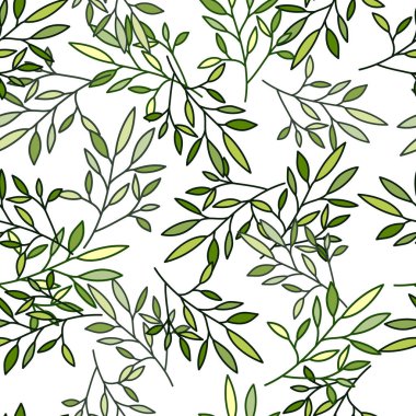Simple outline leaves seamless pattern. Modern leaf wallpaper. Botanical floral background. Exotic plant backdrop. Design for fabric, textile, wrapping, cover. Vintage vector illustration