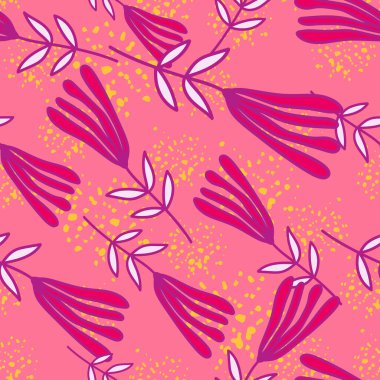 Flower seamless pattern. Abstract floral wallpaper. Doodle art style. Cute plants endless backdrop. Simple design for fabric, textile print, wrapping paper, cover