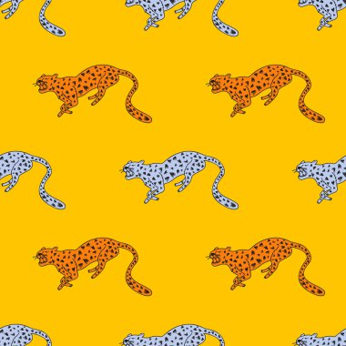 Dekoratif, pürüzsüz desenli, güzel bir leopar. El yapımı çita sınırsız duvar kağıdı. Vahşi hayvanların arka planı. Kumaş, tekstil, ambalaj, illüstrasyon için tasarım