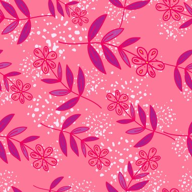 Elle çizilmiş, dikişsiz çiçek deseni. Basit çiçek tarlası sonsuz duvar kağıdı. Kumaş, tekstil baskısı, ambalaj kağıdı, kapak, yüzey için tasarım