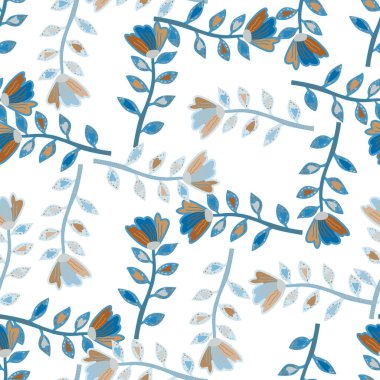 Dekoratif çağdaş çiçeklerin pürüzsüz deseni. Soyut çiçek duvar kâğıdı. Saf sanat. Garip botanik bitkileri sonsuz duvar kağıtları. Kumaş, tekstil baskısı, ambalaj, kapak için tasarım.