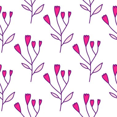 Güzel, soyut, dikişsiz bir çiçek deseni. Elle çizilmiş çiçek duvar kağıdı. Kumaş, tekstil baskısı, ambalaj kağıdı, kapak için basit tasarım
