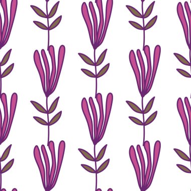 Flower seamless pattern. Abstract floral wallpaper. Doodle art style. Cute plants endless backdrop. Simple design for fabric, textile print, wrapping paper, cover