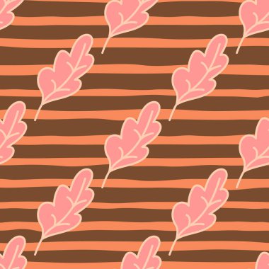 Basit, dikişsiz meşe deseni. Yeşillik arkaplan. Doğa duvar kağıdı. Kumaş tasarımı, tekstil baskısı, ambalaj, kapak için. Doodle vektör illüstrasyonu.