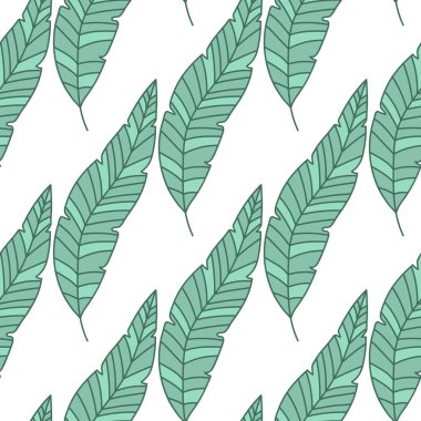 Basit tropik palmiye yaprakları pürüzsüz iz bırakır. Doğrusal egzotik botanik doku. Yaratıcı orman yaprağı sonsuz duvar kağıdı. Çiçek arkaplan. Kumaş, yüzey, tekstil baskısı, ambalaj, kapak için tasarım