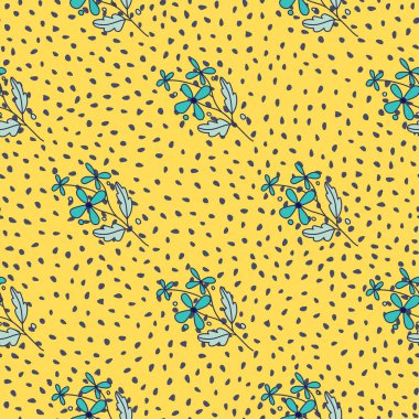 El yapımı, dikişsiz çiçek deseni. Zarif botanik duvar kağıdı. Soyut karalama çiçek arkaplanı. Kumaş tasarımı, tekstil baskısı, ambalaj, kapak için harika. Vektör illüstrasyonu.