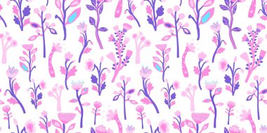 Çağdaş garip şekiller çiçeklerin kusursuz desenleri. Tropik bitkiler sınırsız duvar kağıdı. Soyut botanik çiçek süsü. Kumaş, tekstil baskısı, ambalaj kağıdı, kapak tasarımı. Vektör illüstrasyonu