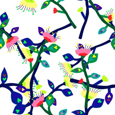 Soyut tropikal çiçek deseni. Dekorasyon botanik çiçek duvar kâğıdı. Çağdaş bitkiler sonsuz süsler. Kumaş, tekstil baskısı, ambalaj kağıdı, kapak için basit tasarım