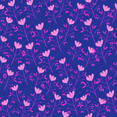 Sevimli çiçek desenli. Soyut, bitmeyen duvar kâğıdı. Yaratıcı botanik geçmişi. Kumaş tasarımı, tekstil baskısı, ambalaj, kapak için harika. Vektör illüstrasyonu