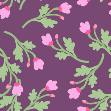 Dekorasyon, soyut, dikişsiz desen. Botanik çiçekli duvar kağıdı. Yaratıcı bitkiler sonsuz süsler. Kumaş, tekstil baskısı, ambalaj kağıdı ve kapak için basit tasarım. Vektör illüstrasyonu