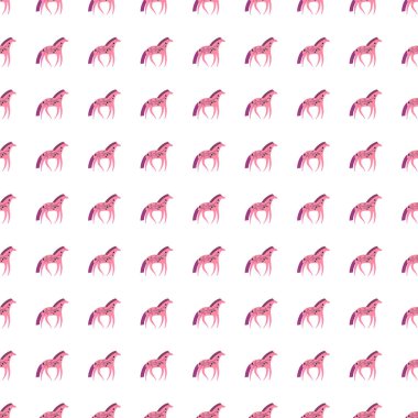 Elle çizilmiş at izi. Vahşi çiçekli ve stilize edilmiş hayvanlı şirin bir karikatür duvar kağıdı. Kumaş, tekstil baskısı, ambalaj kağıdı, kapak tasarımı. Vektör illüstrasyonu