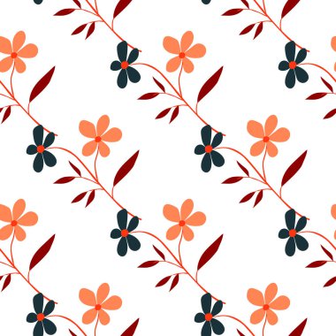 Klasik karalama çiçeği pürüzsüz desen. Retro soyut çiçek duvar kâğıdı. El çizimi bitkiler sonsuz arka plan. Kumaş, tekstil baskısı, ambalaj kağıdı ve kapak için basit tasarım. Vektör illüstrasyonu